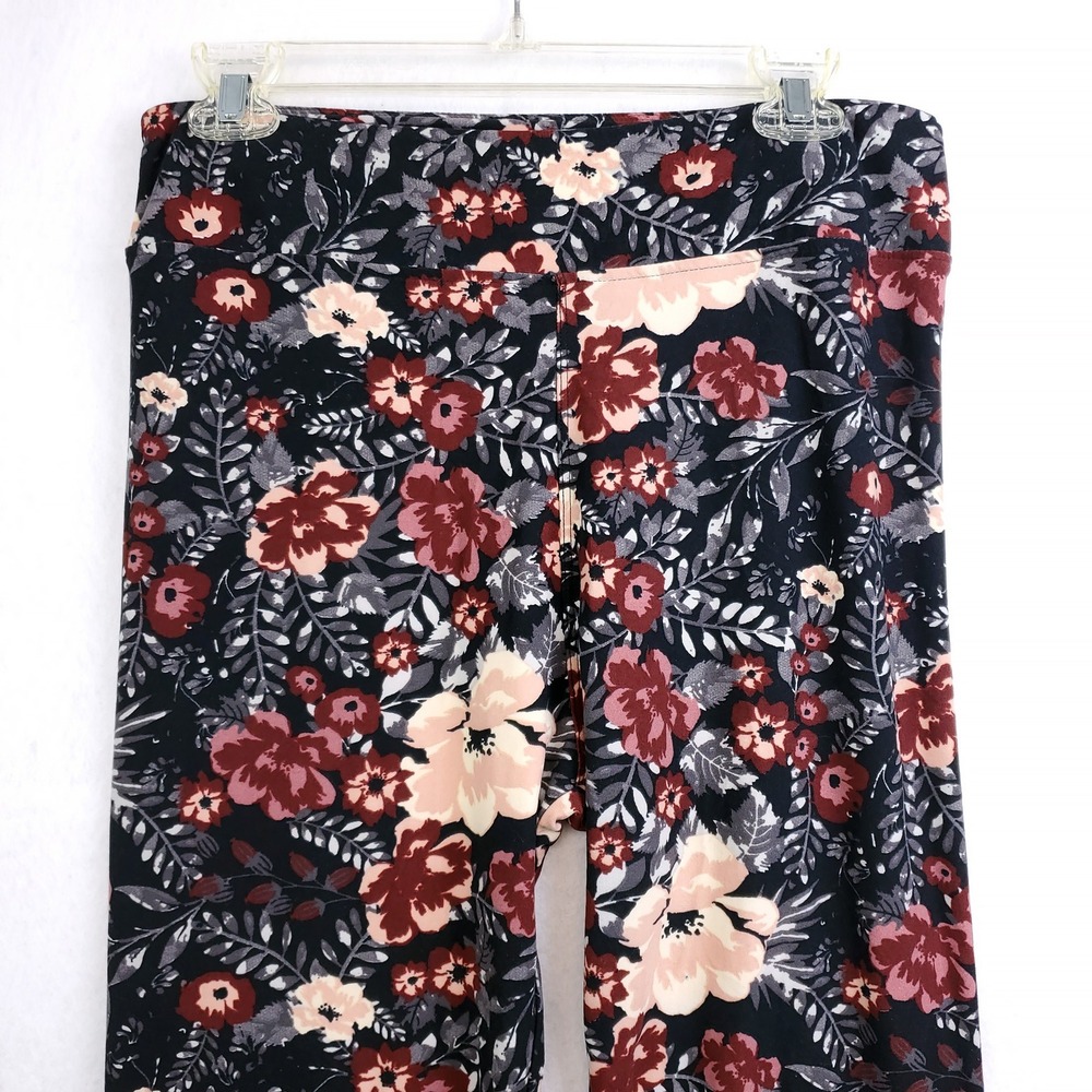 Gloria Vanderbilt Leggings Light Flannel Black and Red Floral Print Size Large - Picture 3 of 6